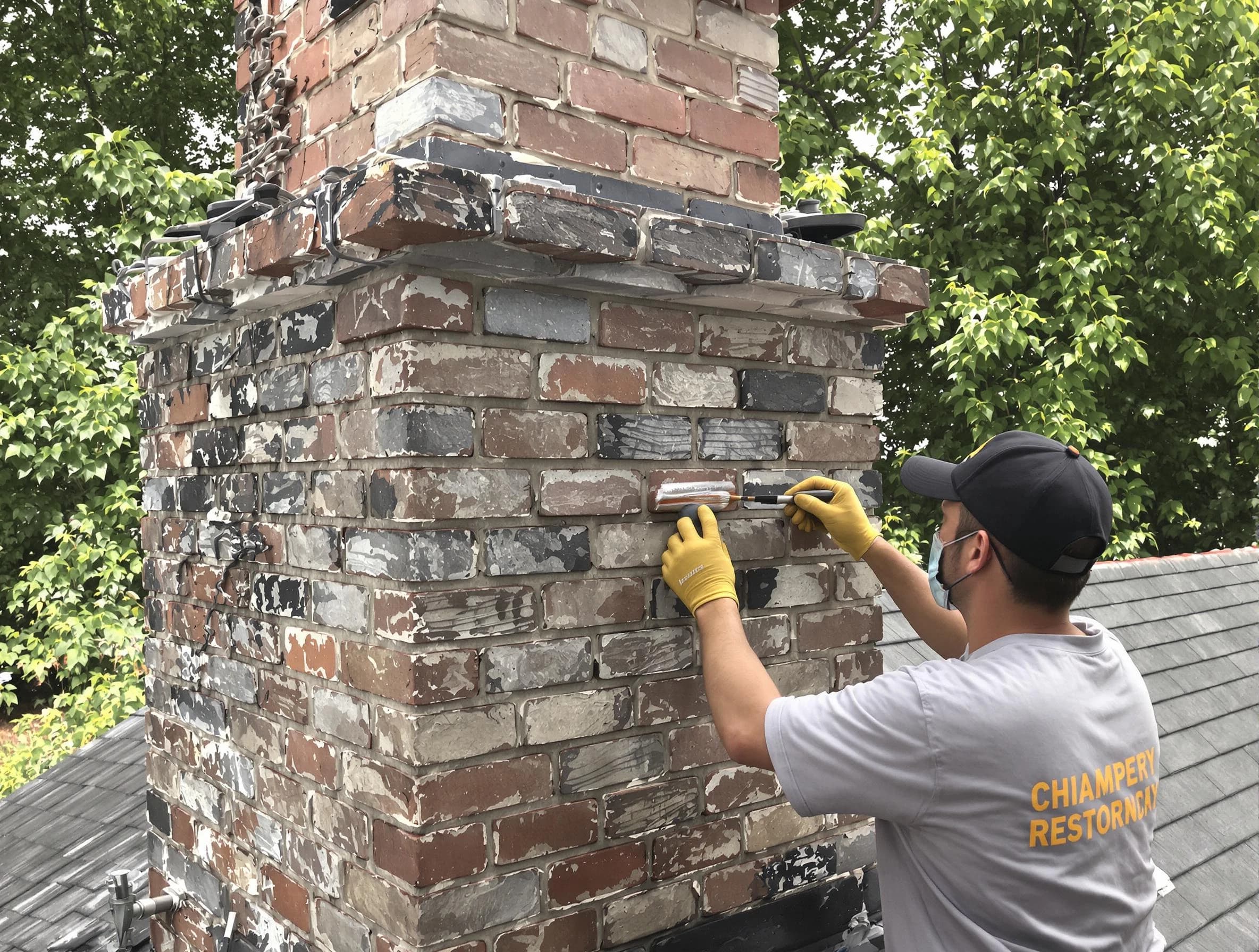 In-progress chimney restoration by Ridgewood Chimney Sweep in Ridgewood, NJ
