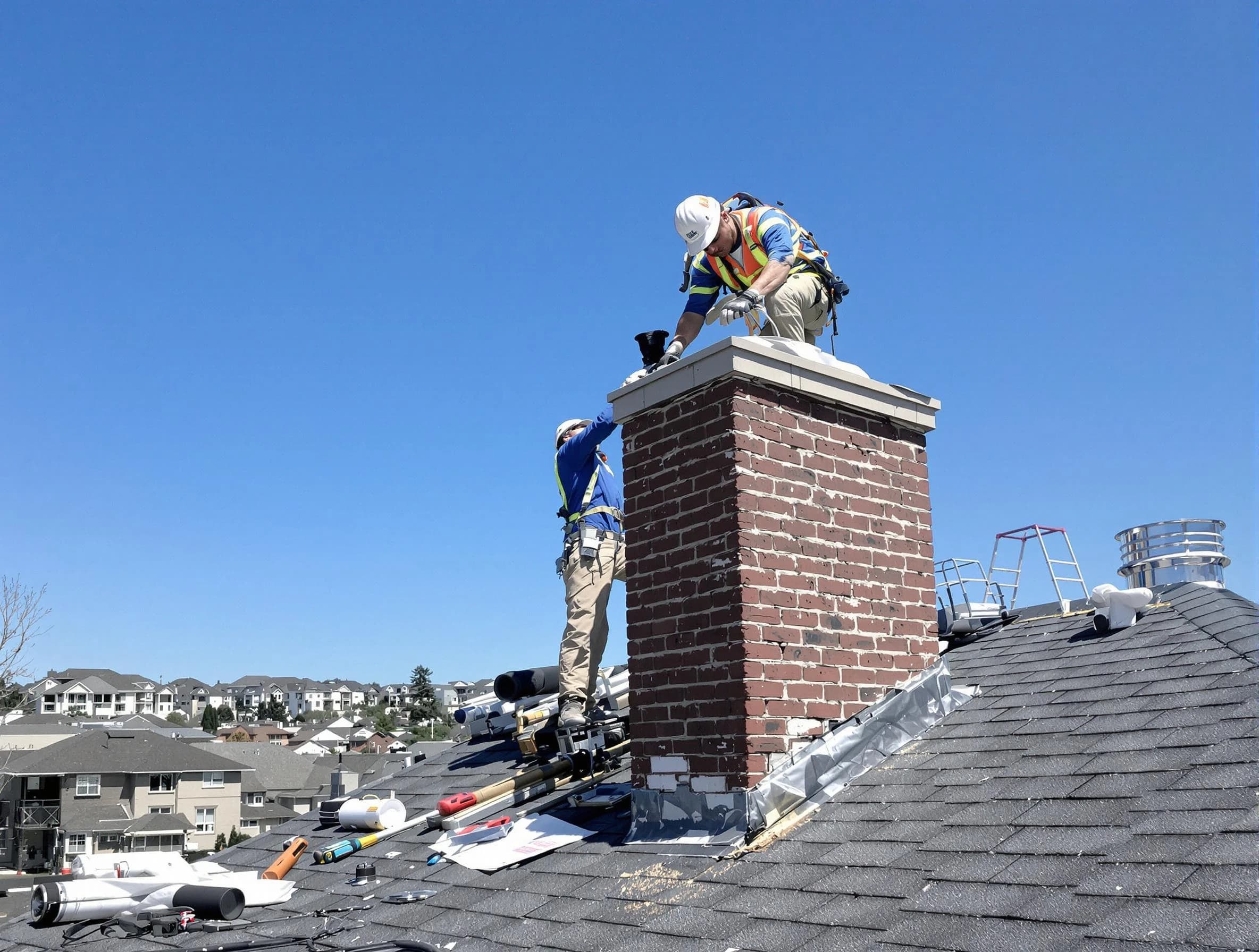 Ridgewood Chimney Sweep repairing a chimney crown in Ridgewood, NJ