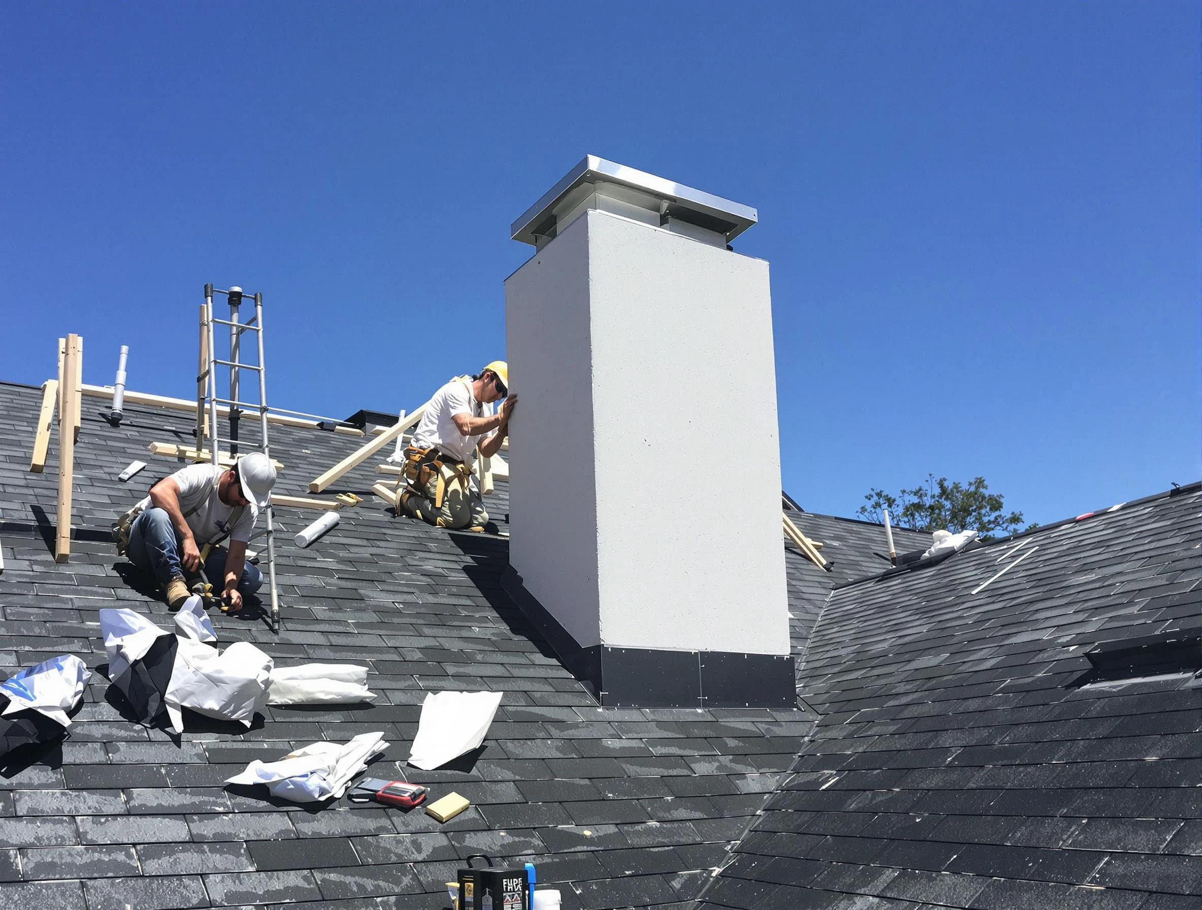 Ridgewood Chimney Sweep crew installing a new chimney in Ridgewood, NJ