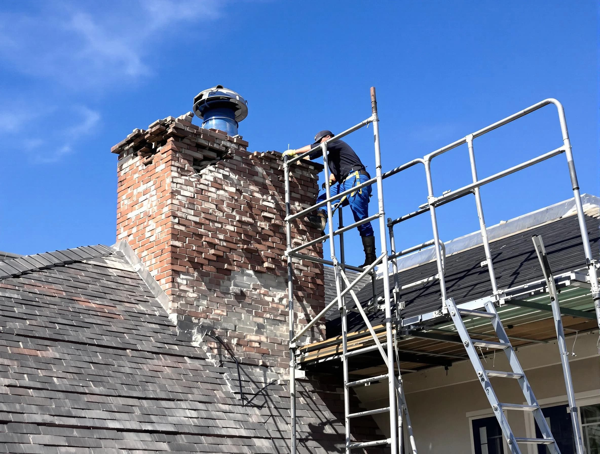 Rebuilding a chimney structure by Ridgewood Chimney Sweep in Ridgewood, NJ