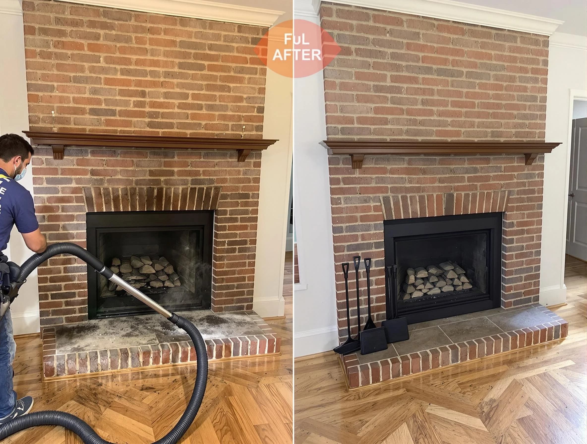 Ridgewood Chimney Sweep carefully sanitizing a fireplace in Ridgewood, NJ