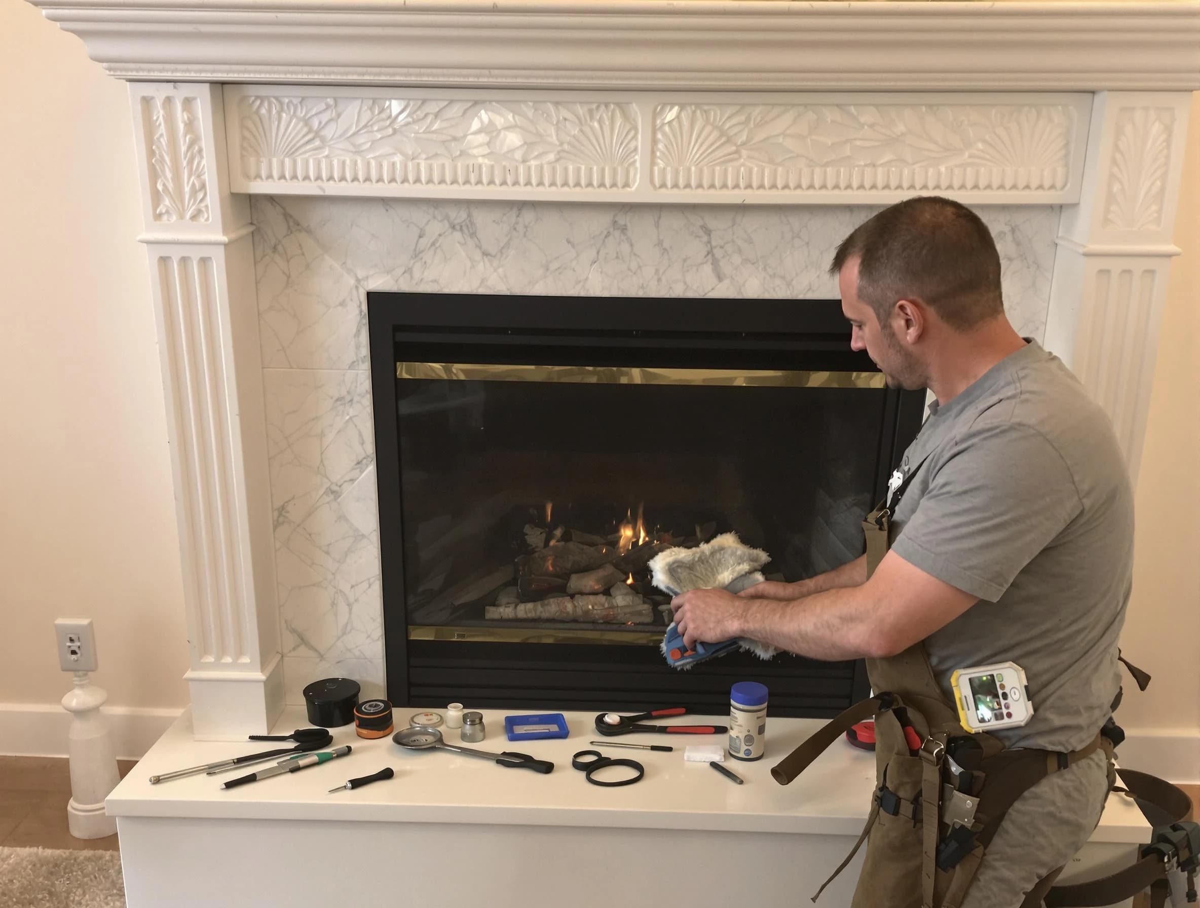 Ridgewood Chimney Sweep performing fireplace maintenance in Ridgewood, NJ