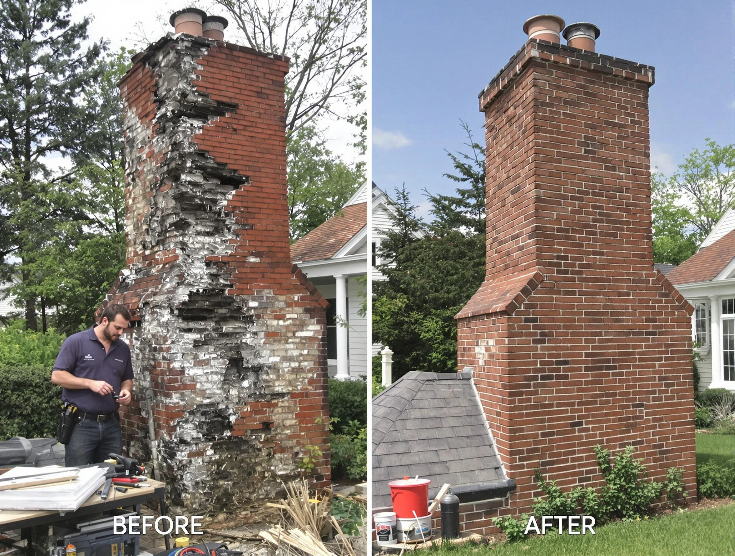 Ridgewood Chimney Sweep performing a full chimney restoration in Ridgewood, NJ