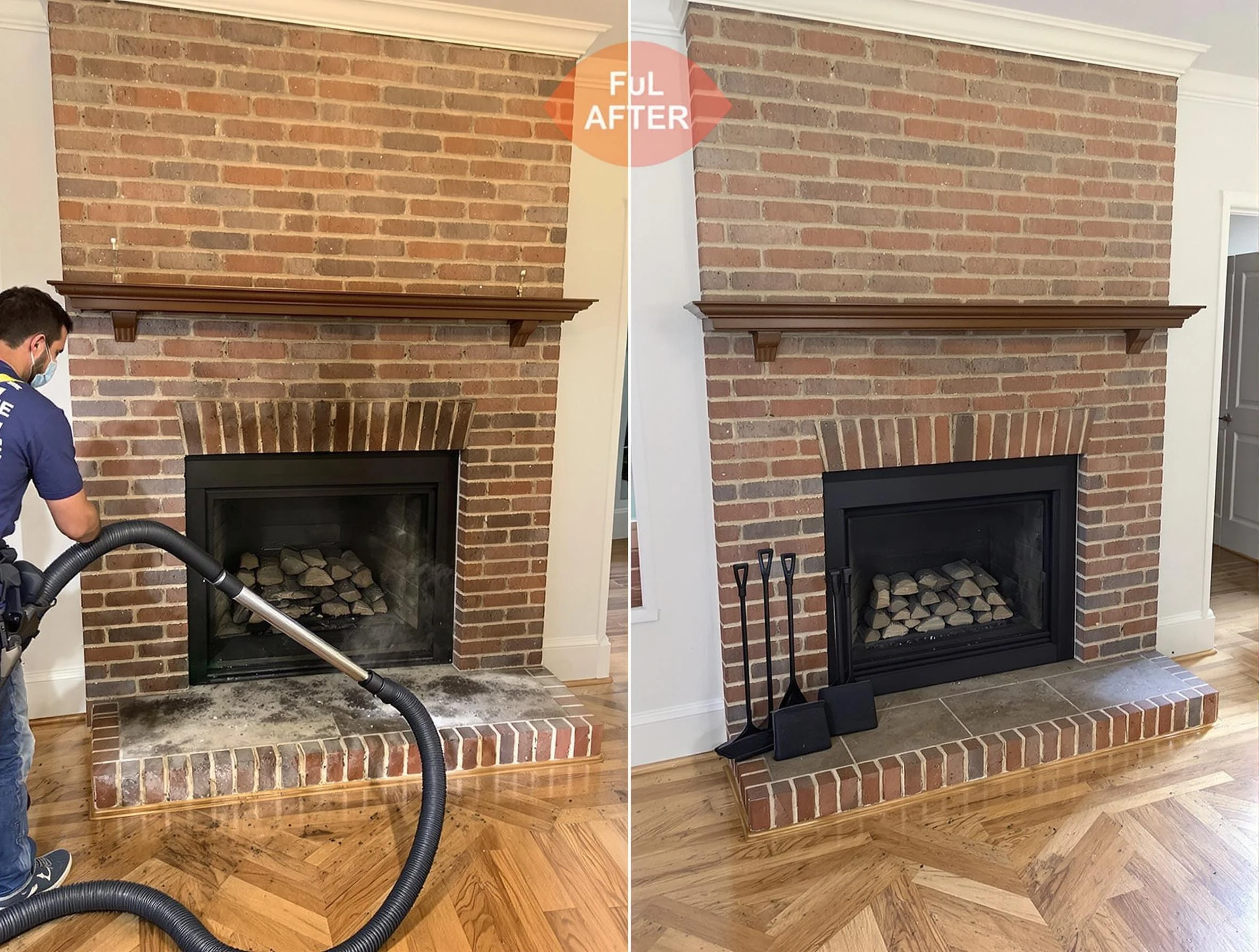 Ridgewood Chimney Sweep carefully sanitizing a fireplace in Ridgewood, NJ